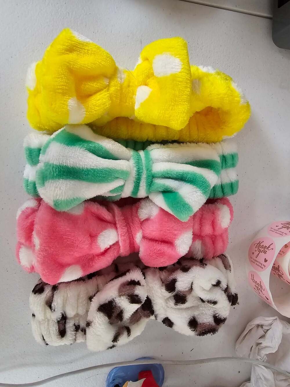 Spa Bow Coral Fleece Headband Set Of 4